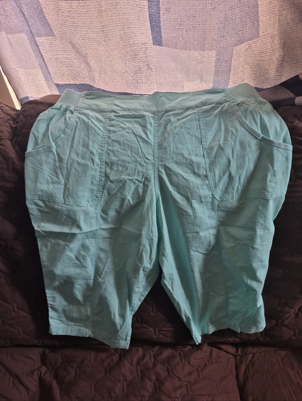CJ Banks NWT Mint Green Stretch Capri Pants Sz 16W Curvy Coastal Grandma Cotton